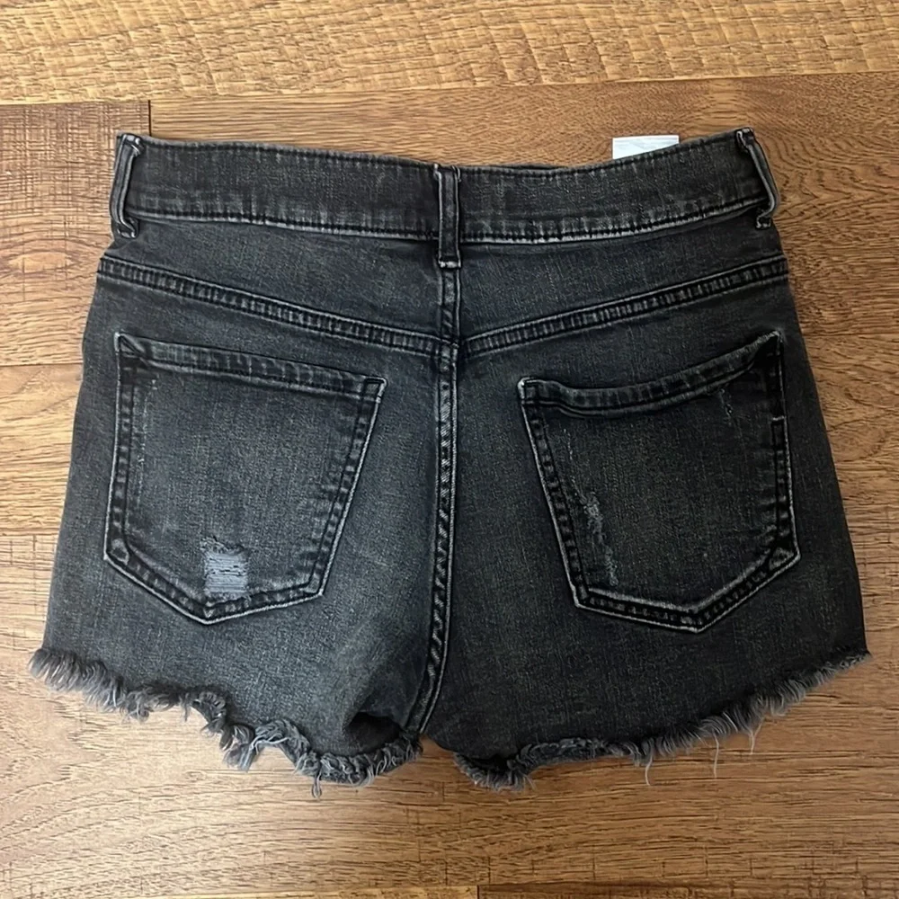 Express Women’s Black Denim Shortie High Rise Shorts Size 0 - Picture 2 of 9